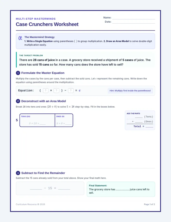 Case Crunchers Worksheet