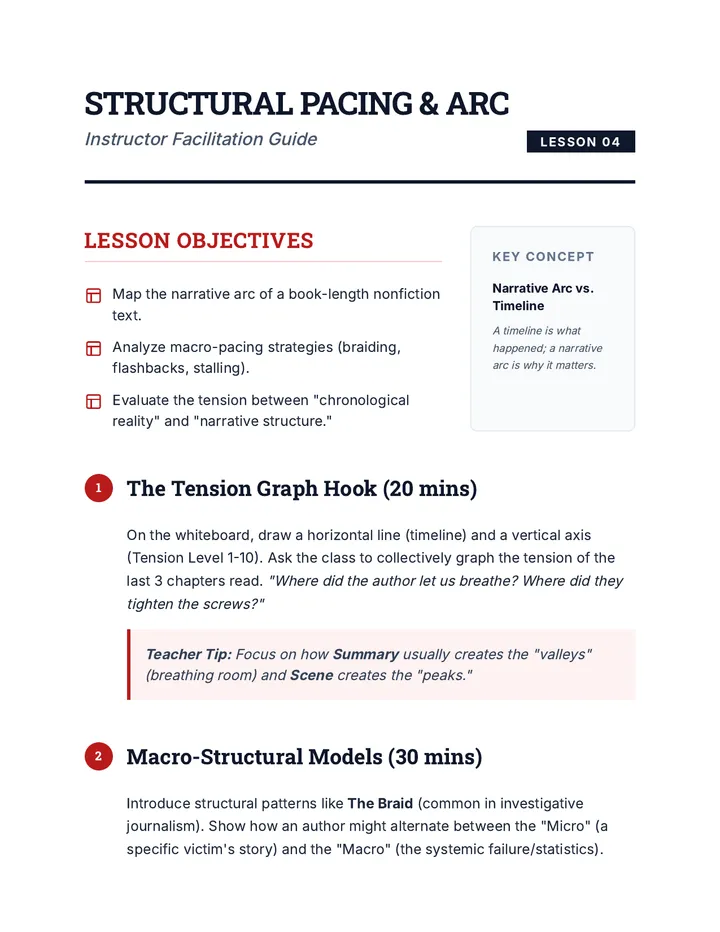 Structural Pacing and Arc Teacher Guide探索