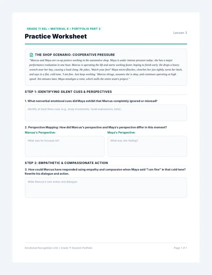Understanding Others Practice Worksheet