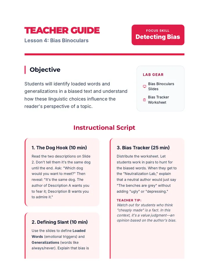 Bias Binoculars Teacher Guide