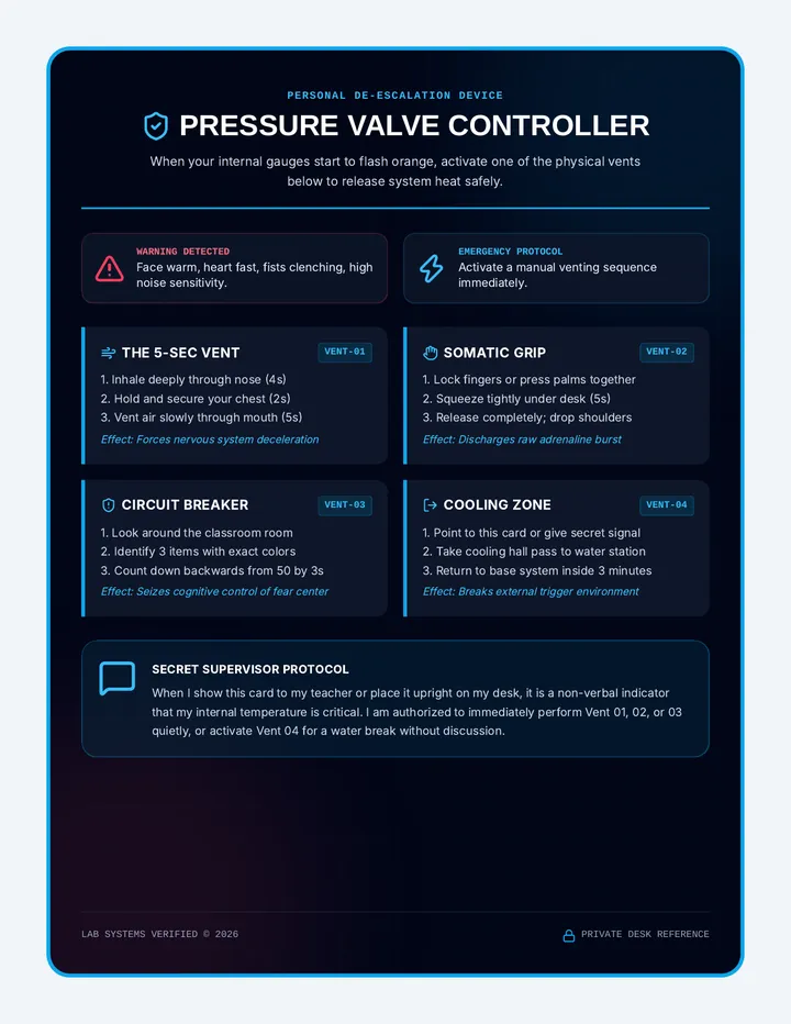Pressure Valve Desk Card