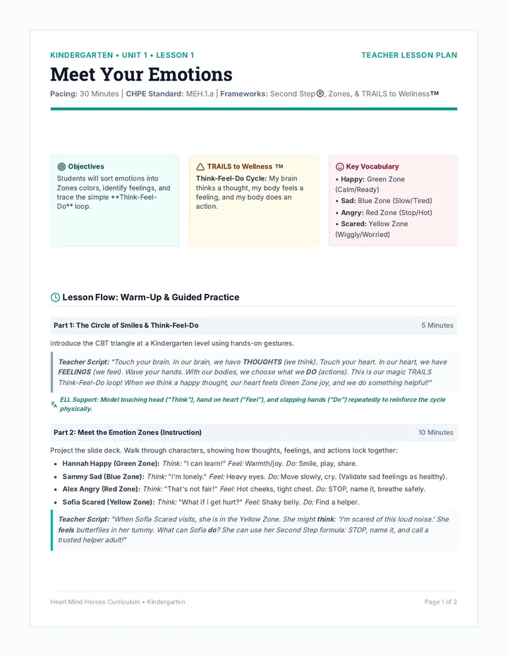 Meet Your Emotions Teacher Guide