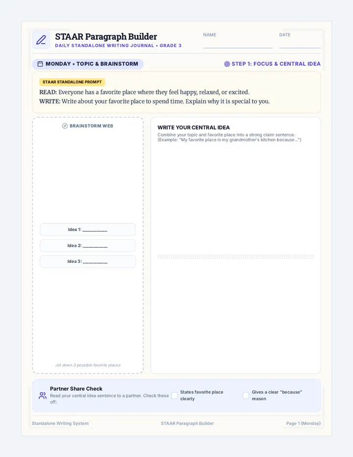 RACE Writing Journal Packet
