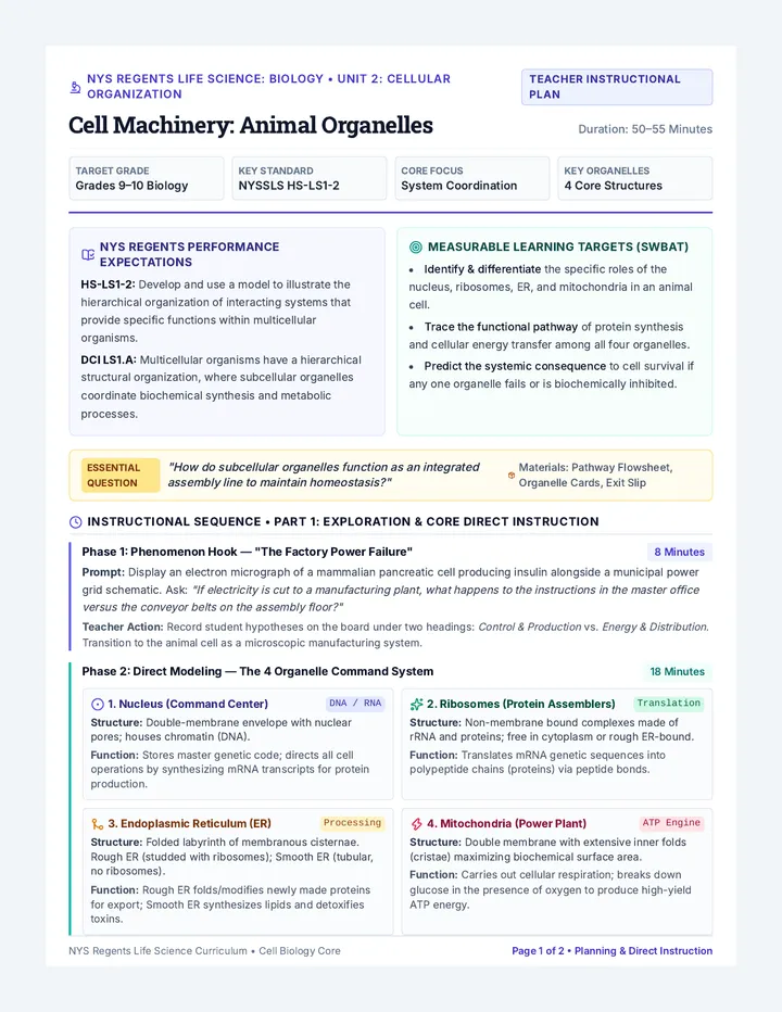 Cell Machinery Lesson Plan
