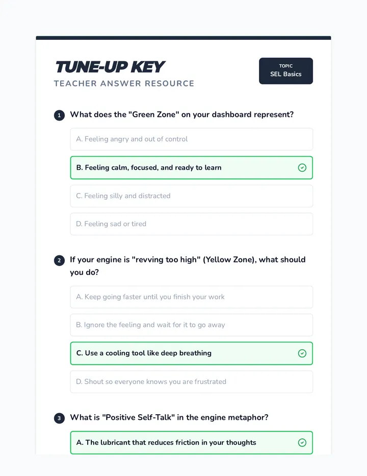Engine Tune Up Answer Key