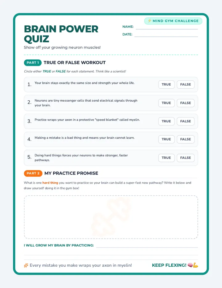 Brain Power Quiz Sheet