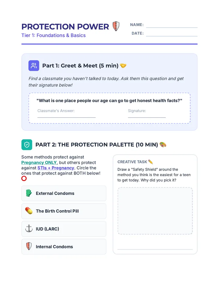 Protection Power Tier 1 Worksheet