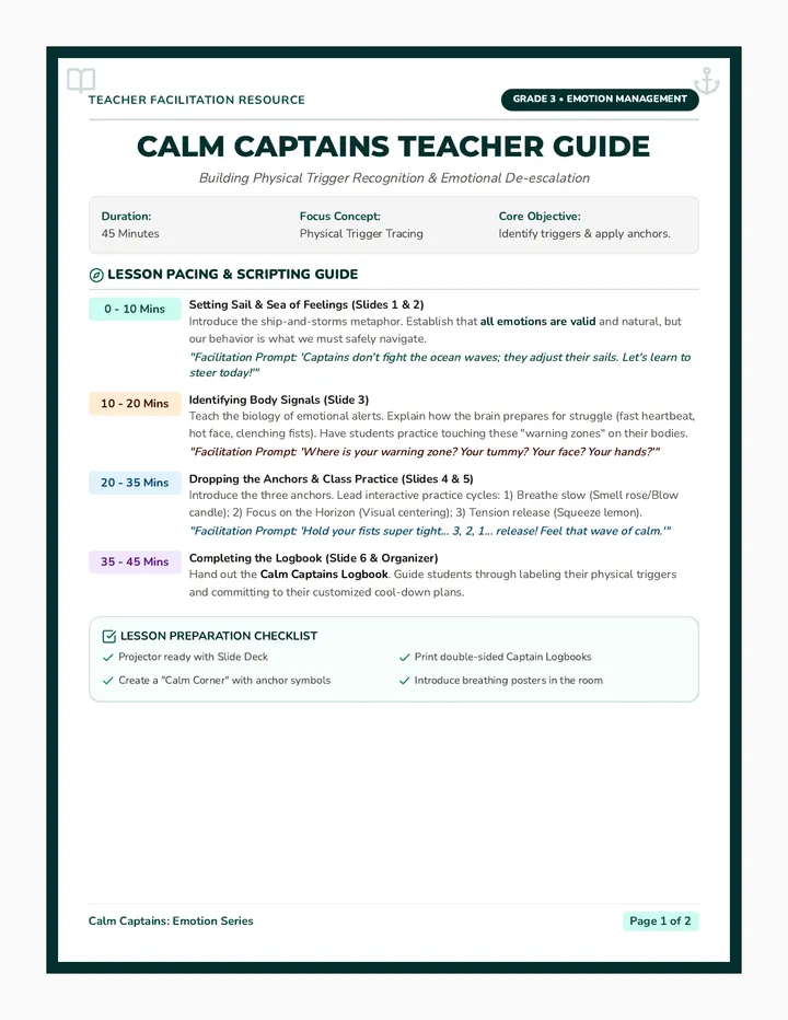 Calm Captains Teacher Guide