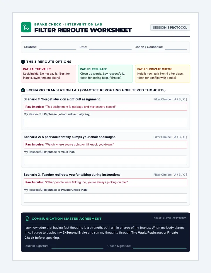 Filter Reroute Worksheet