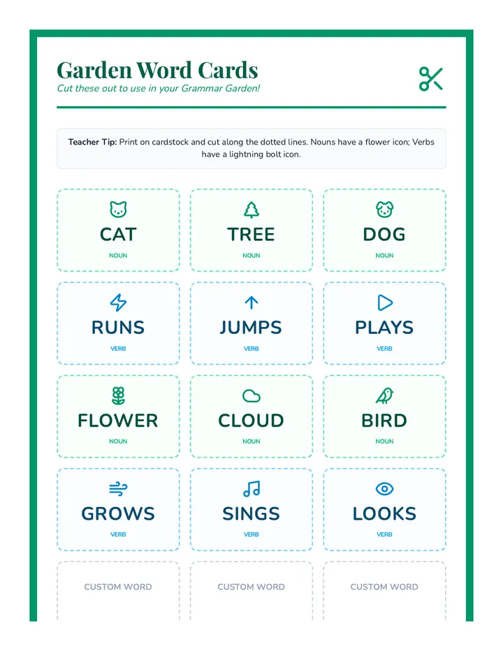 Garden Word Cards