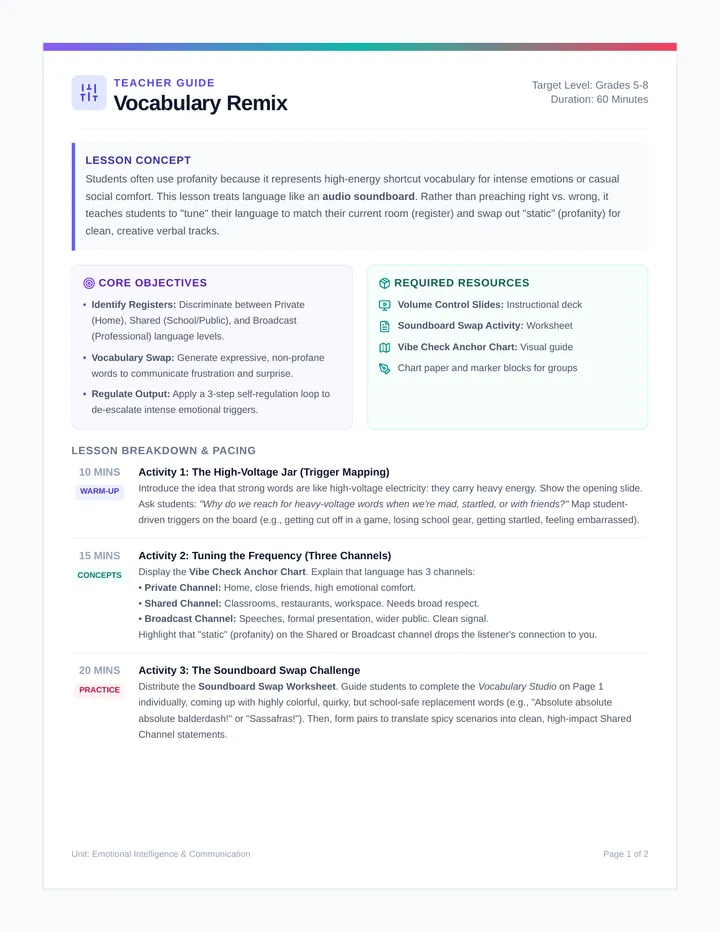Vocabulary Remix Teacher Guide