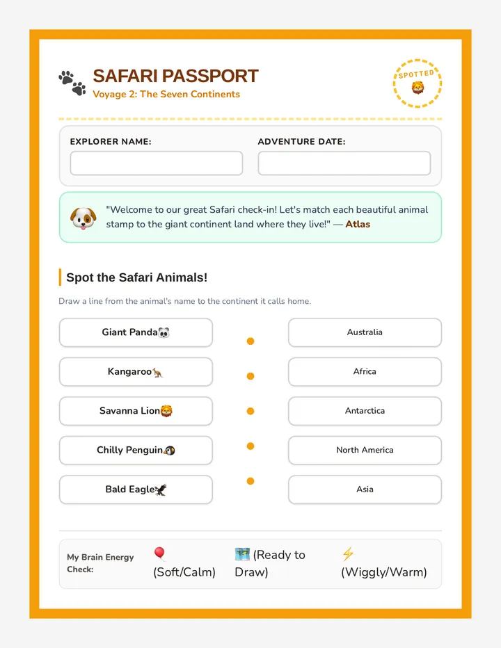 Continent Passport Worksheet