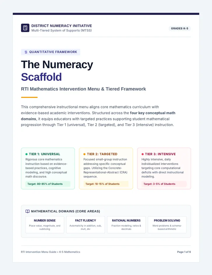 Numeracy Scaffold Intervention Guide