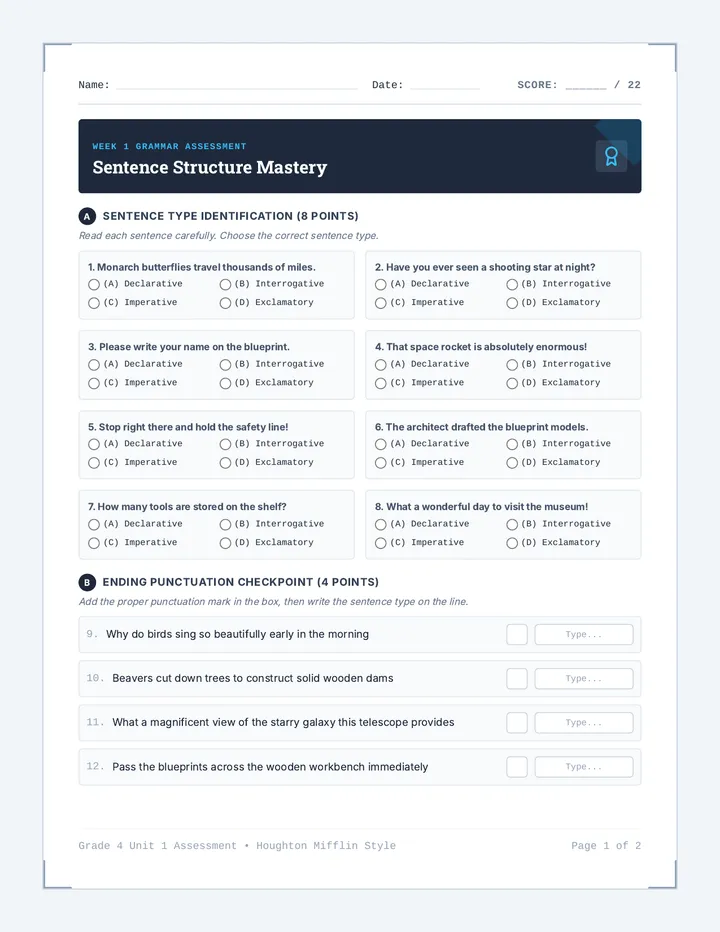 Sentence Mastery Assessment
