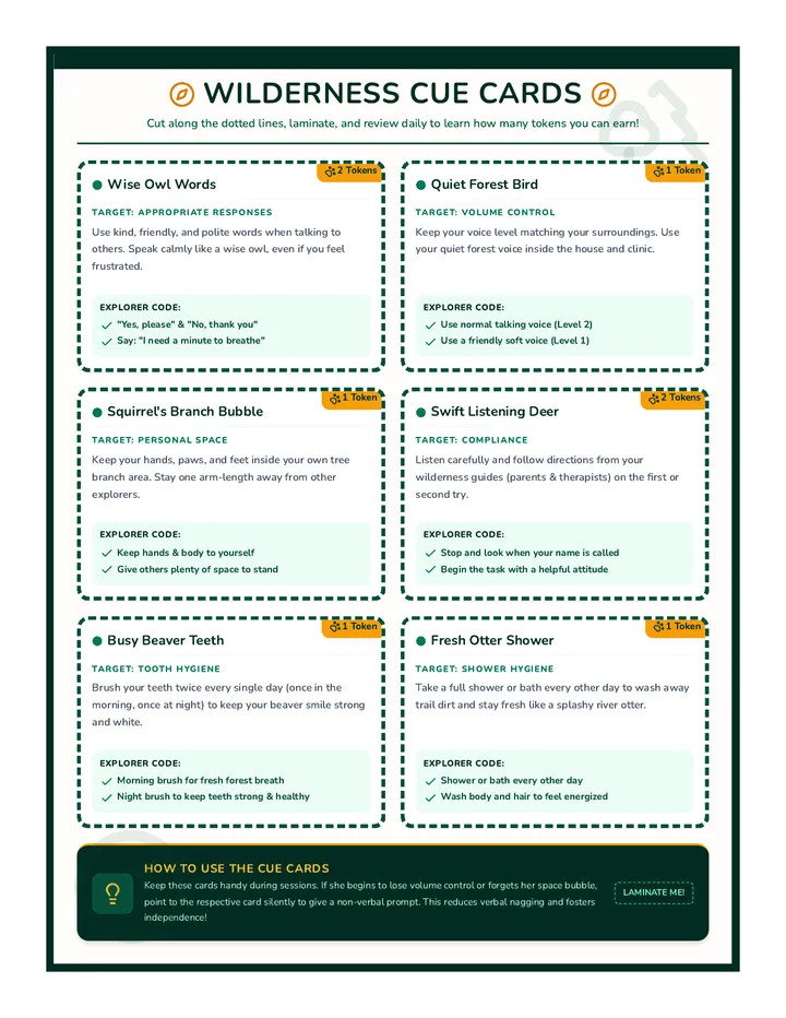 Behavior Cue Cards