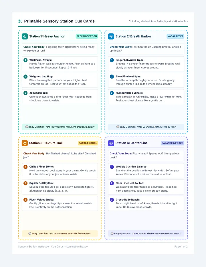 Sensory Reset Cue Cards