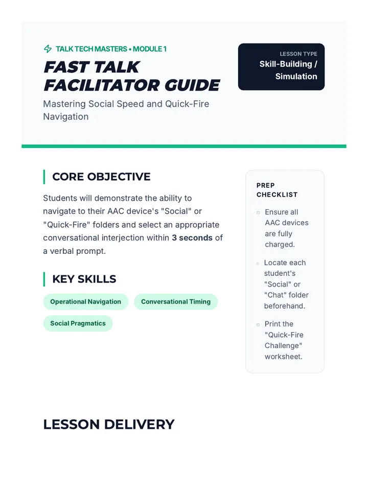 Fast Talk Facilitator Guide