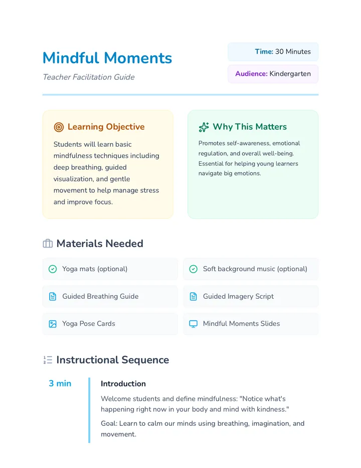 Mindful Moments Lesson Plan
