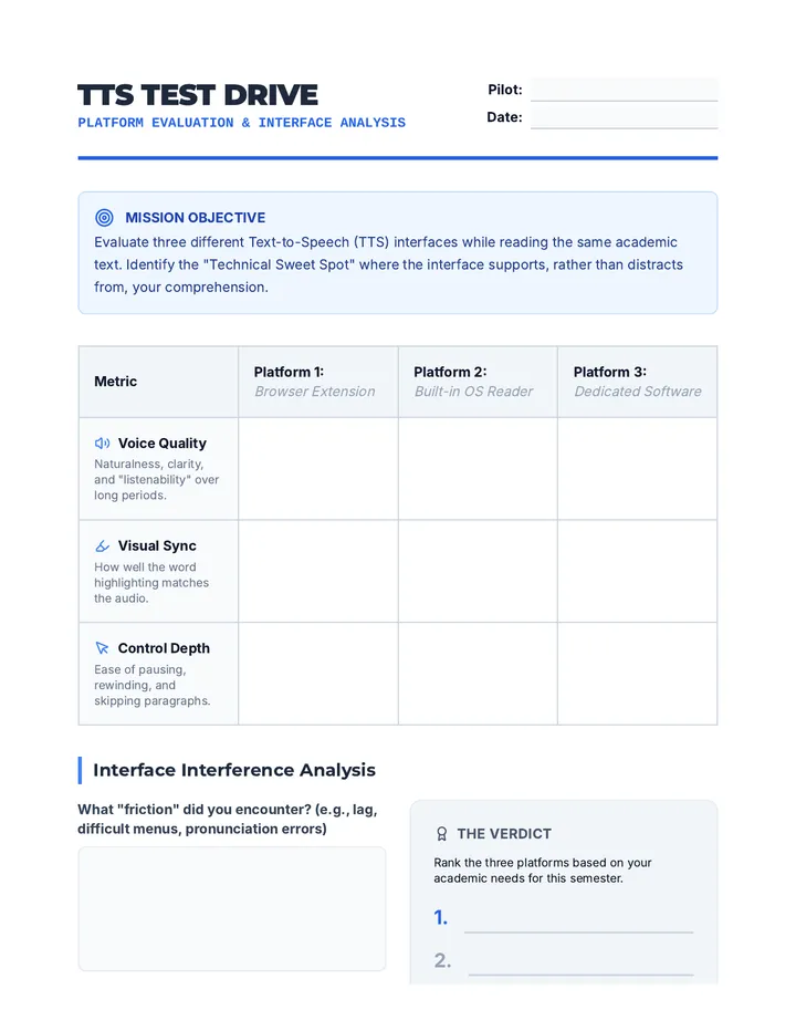 TTS Test Drive Worksheet