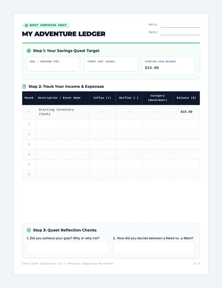 My First Ledger Worksheet