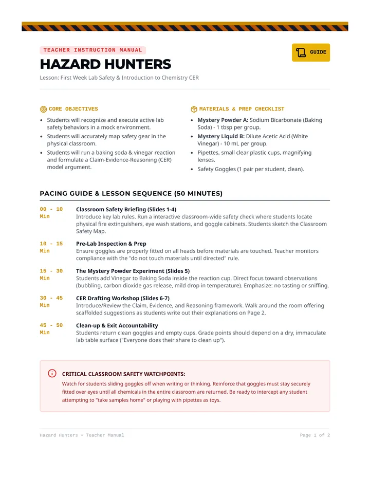 Hazard Hunters Teacher Guide