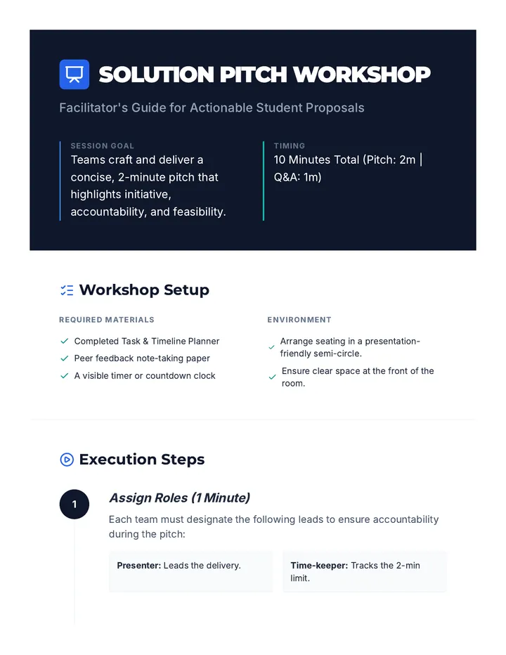Solution Pitch Workshop Guide