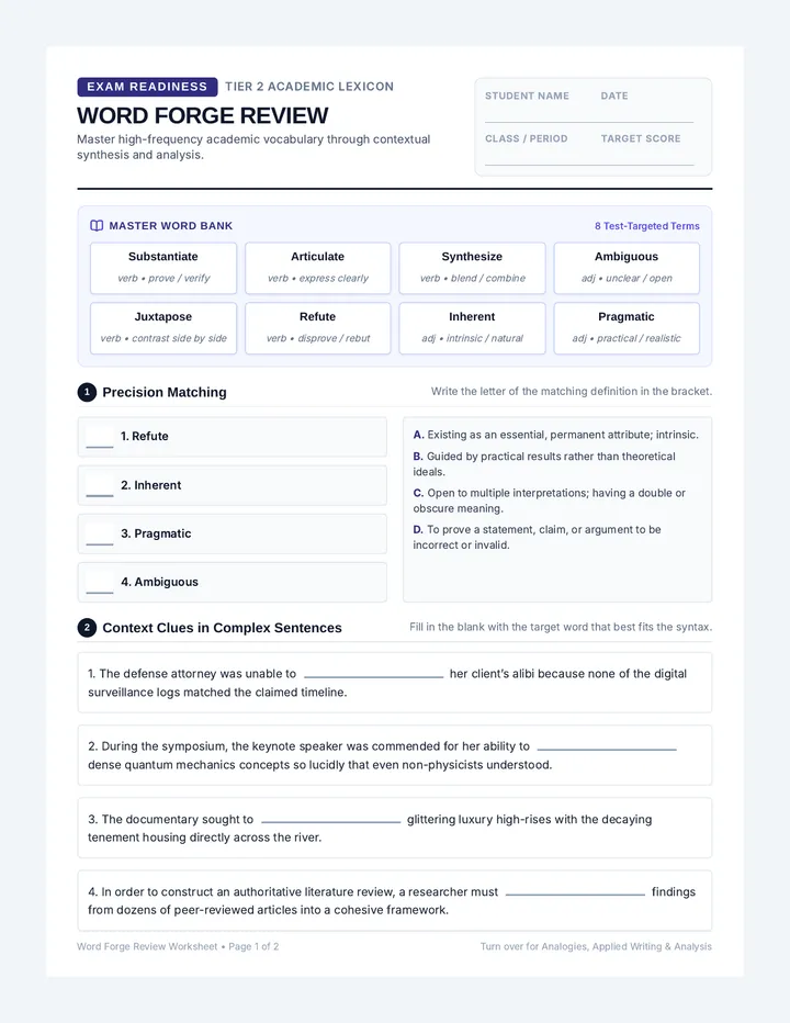 Word Forge Worksheet