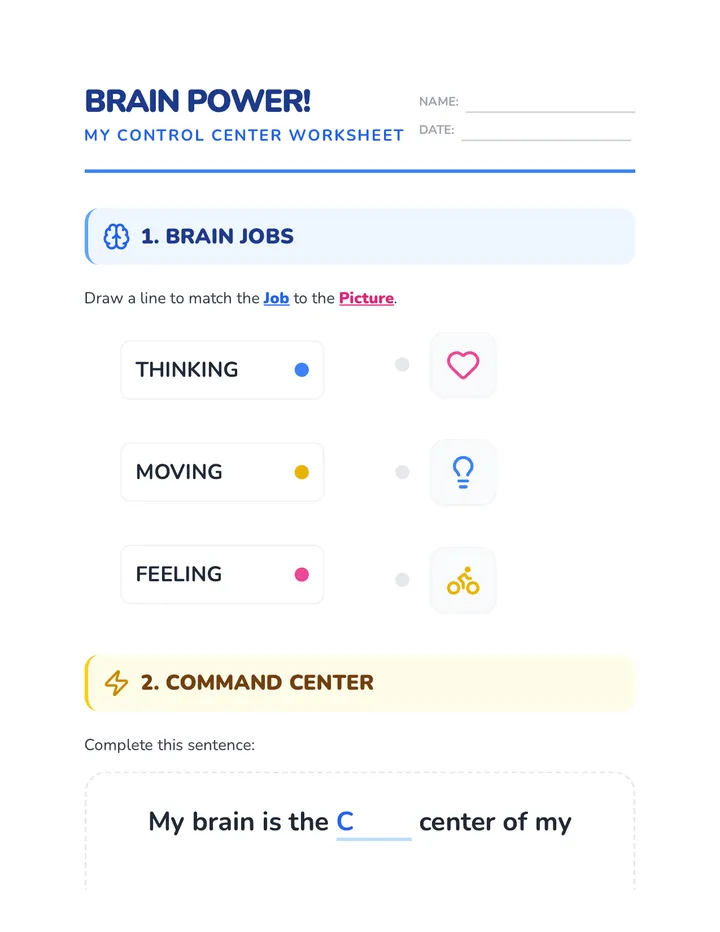 Brain Power Worksheet