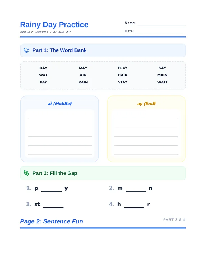 Rainy Day Worksheets