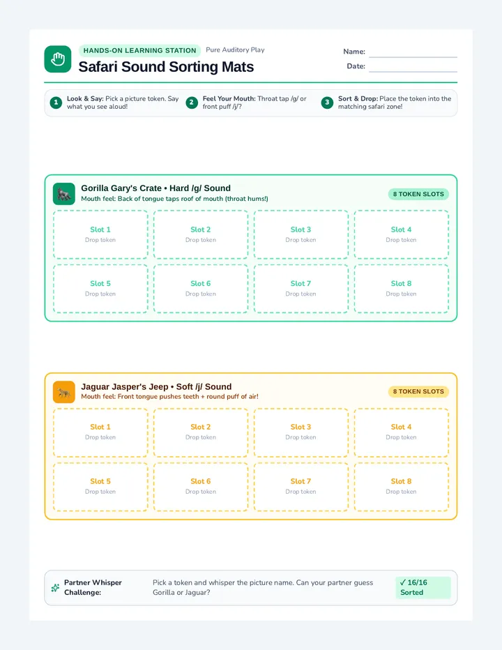 Safari Sound Sorting Activity