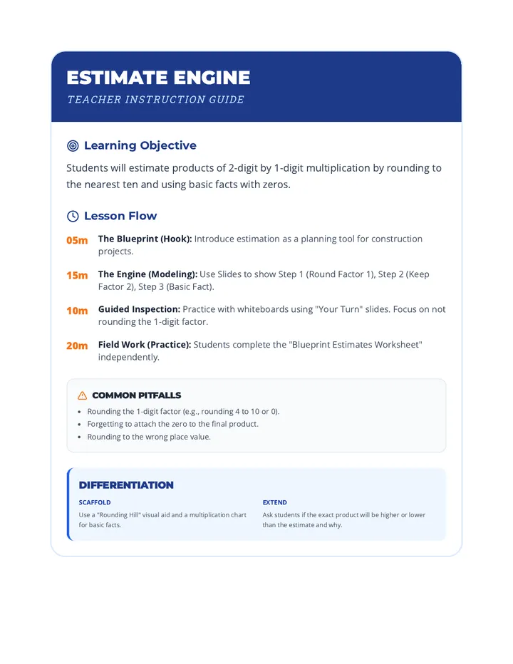 Estimate Engine Teacher Guide