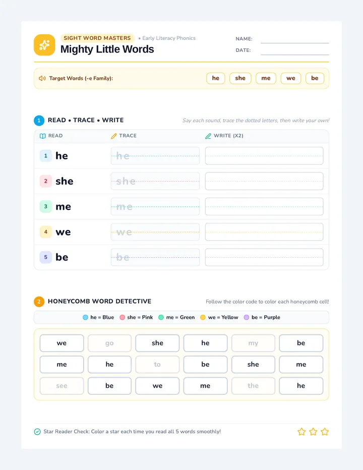 Mighty Rhymes Sight Words Worksheet