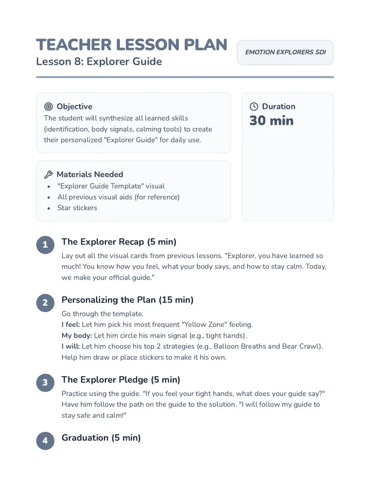 Explorer Guide Teacher Plan