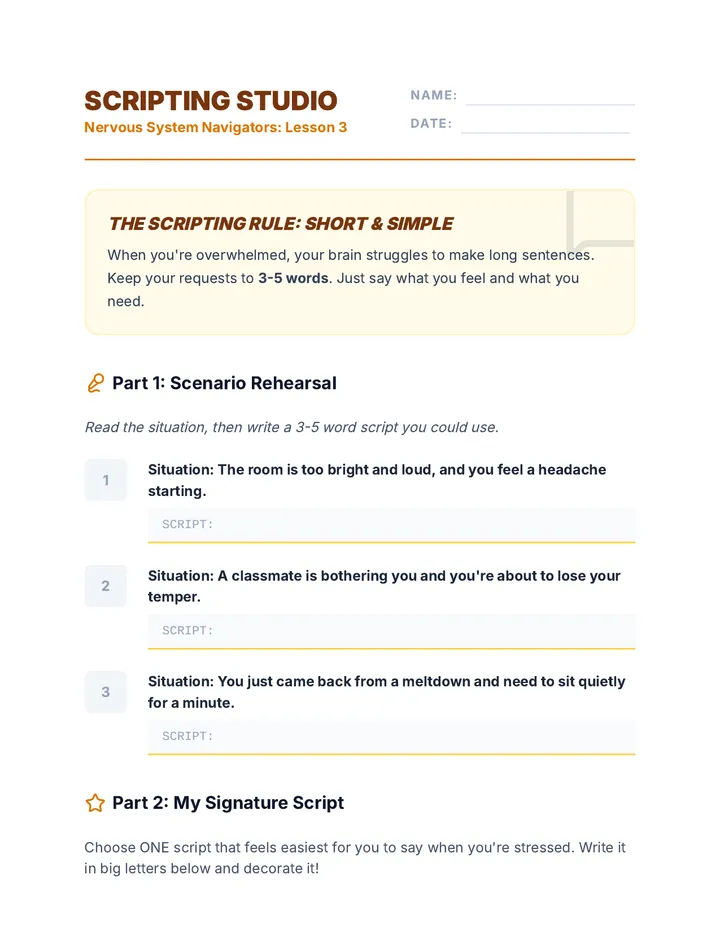 Scripting Studio Worksheet