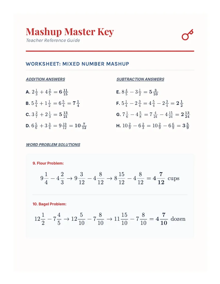 Mashup Answer Key