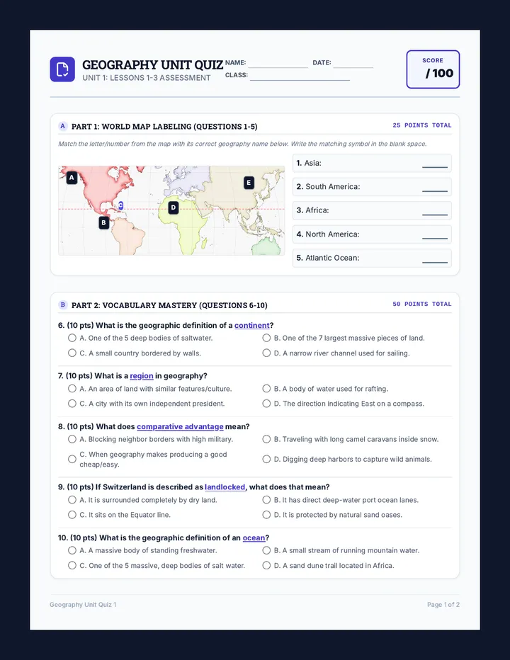 Map Showdown Quiz