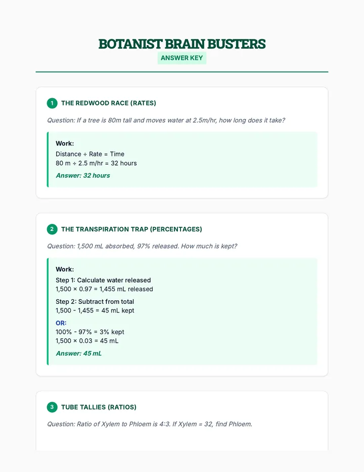 Botanist Brain Busters Answer Key