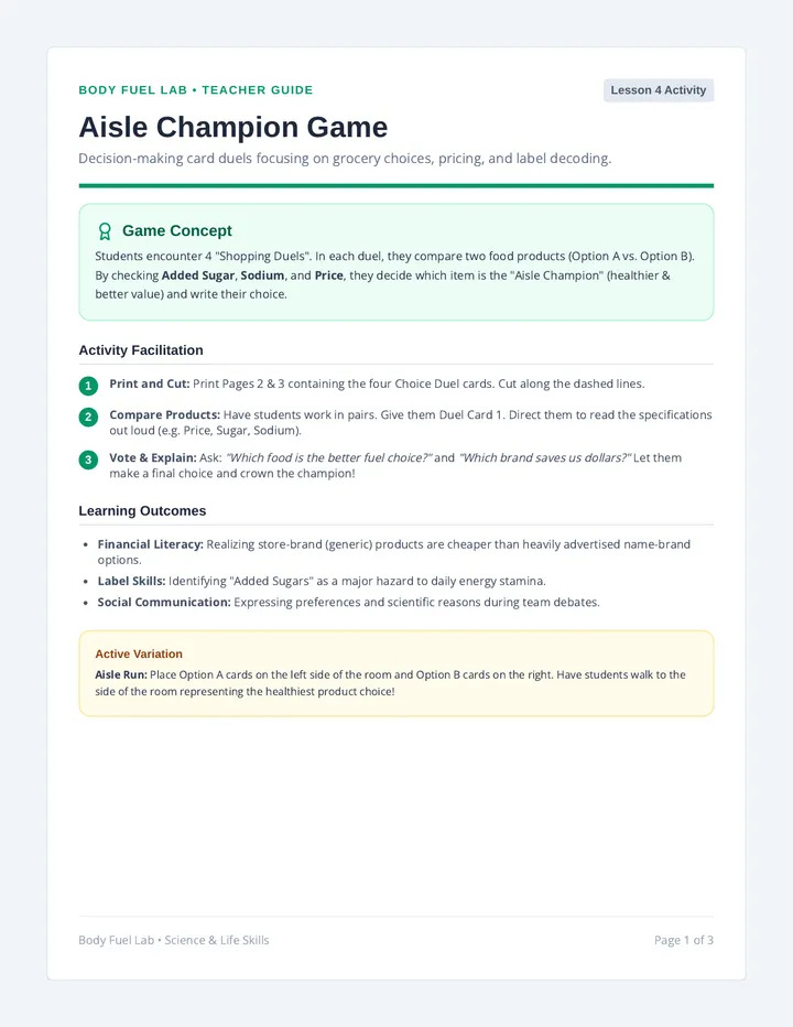 Aisle Champion Card Game