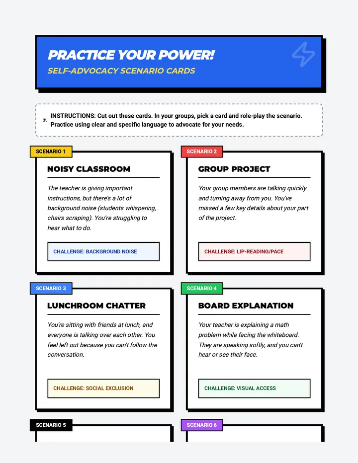 Self-Advocacy Scenario Cards