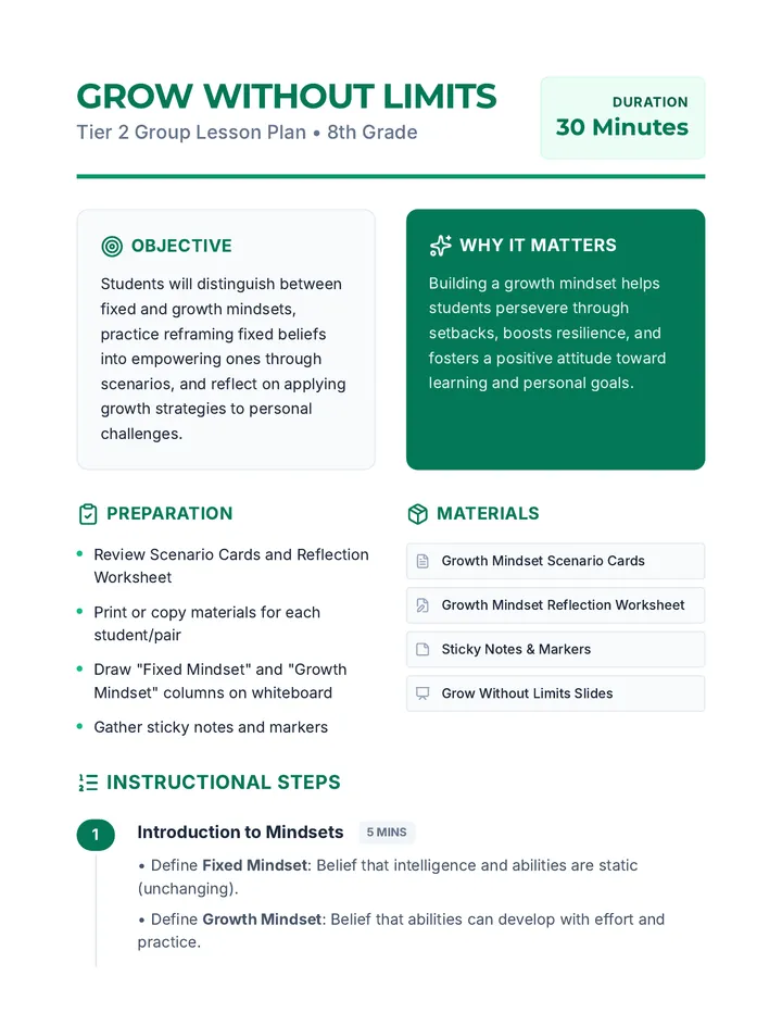 Grow Without Limits Lesson Plan
