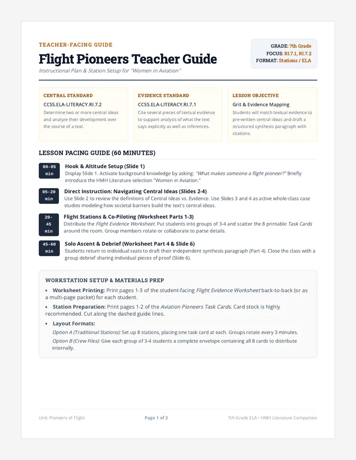 Flight Pioneers Teacher Guide