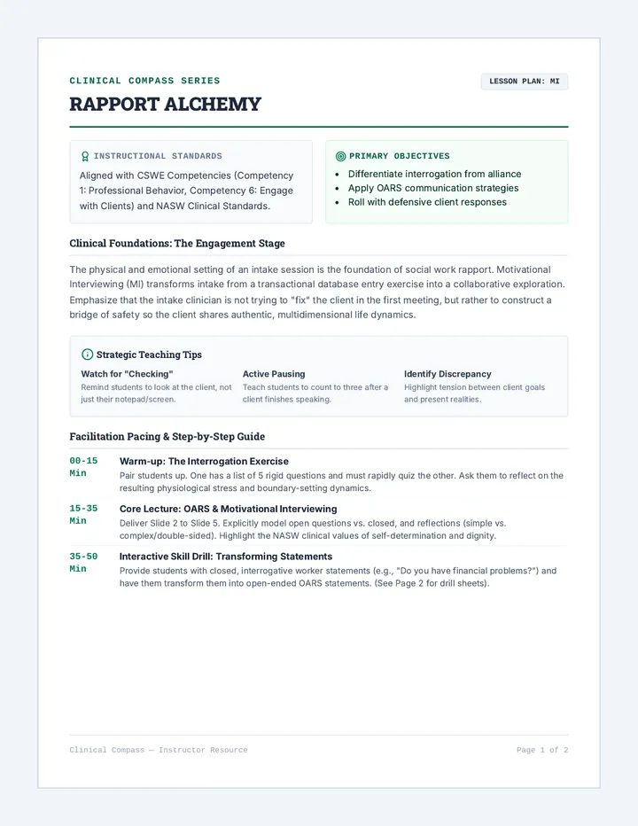 Rapport Alchemy Lesson Plan