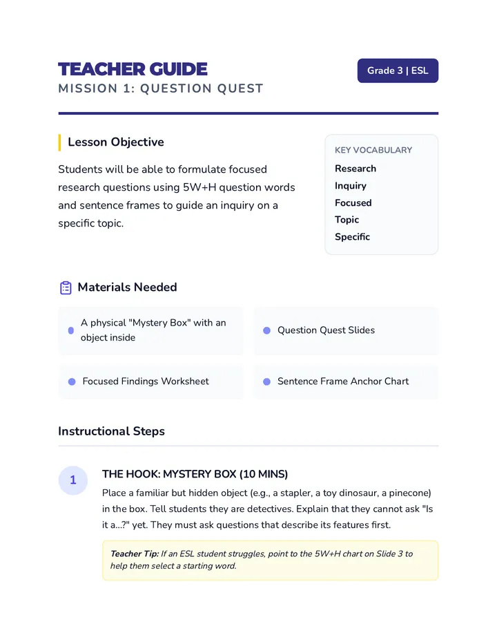 Question Quest Teacher Guide