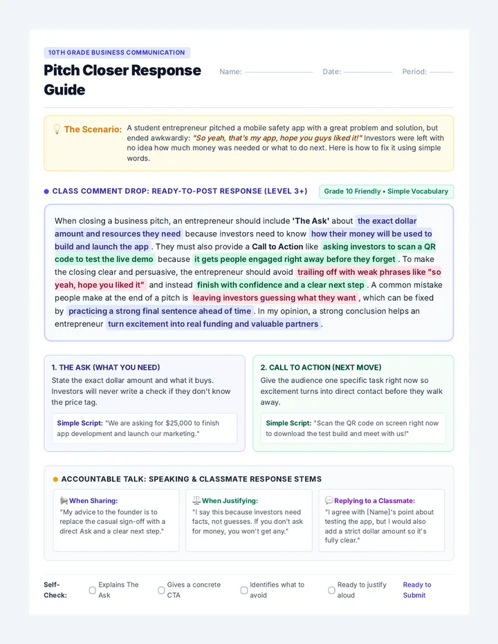 Pitch Closer Response Guide