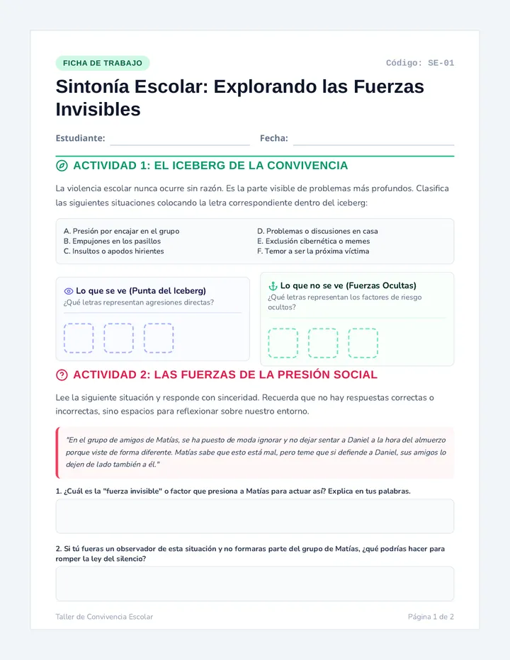 Sintonía Escolar Ficha de Trabajo