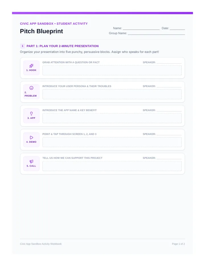 Pitch Deck Planner Worksheet
