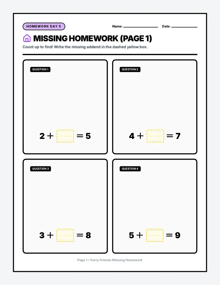 Furry Friends Missing Homework