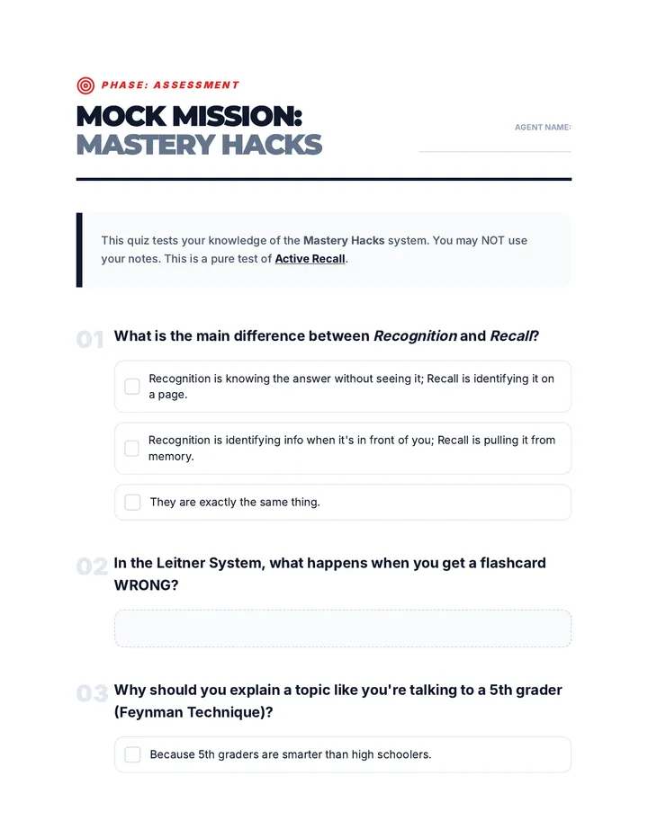 Mock Mission Quiz