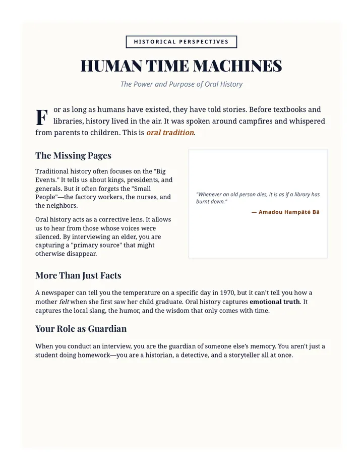 Human Time Machines Reading