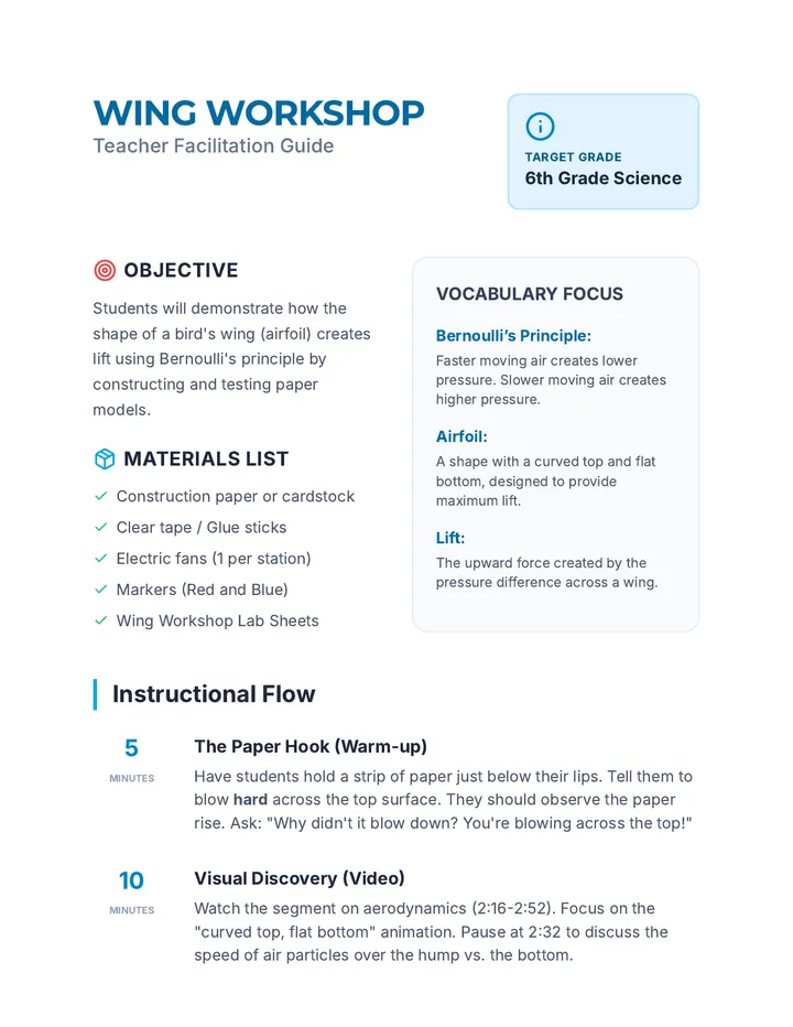 Wing Workshop Teacher Guide